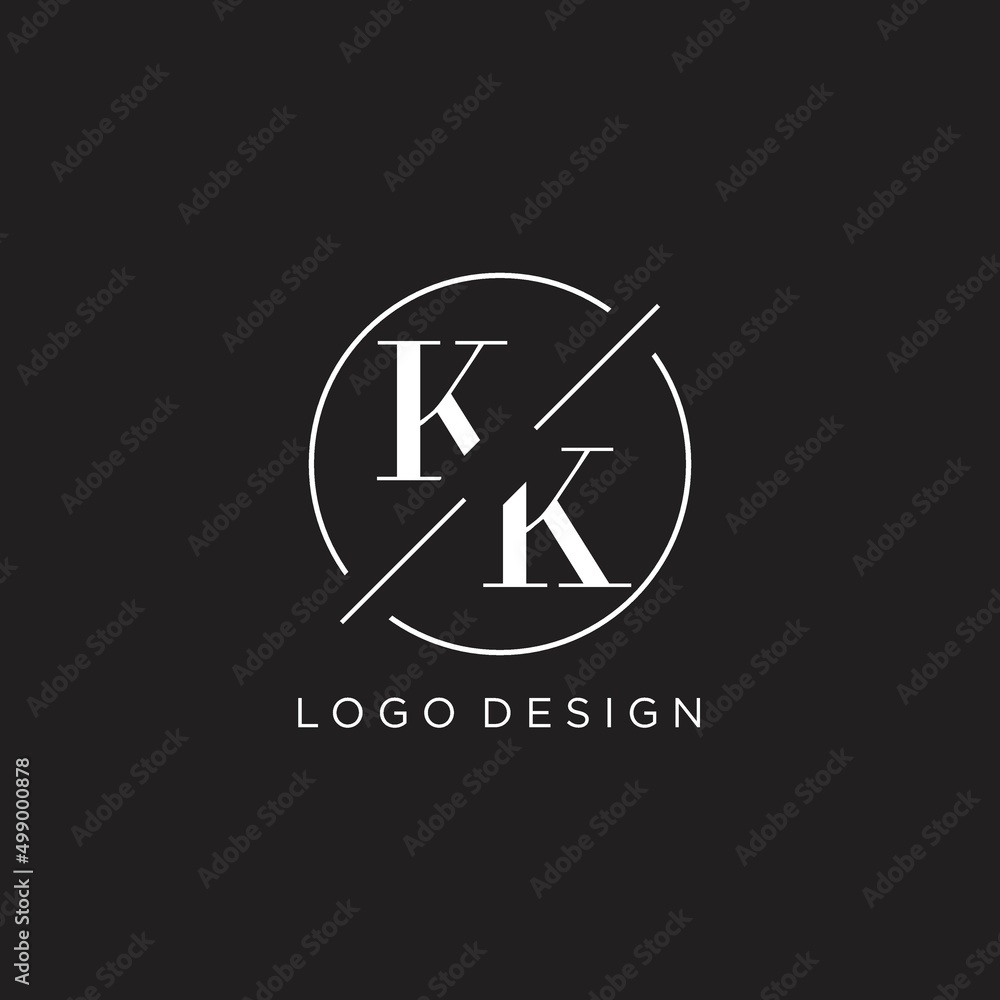 Letter KK logo with simple circle line. Creative look monogram logo ...