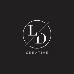 Poster - Letter LD logo with simple circle line. Creative look monogram logo design