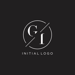 Letter GI logo with simple circle line. Creative look monogram logo design