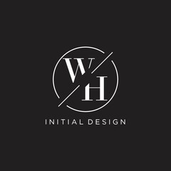 Letter WH logo with simple circle line. Creative look monogram logo design