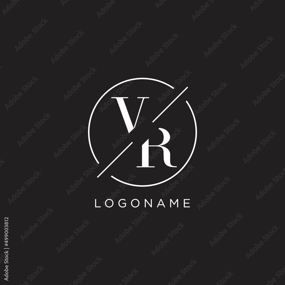Letter VR logo with simple circle line. Creative look monogram logo ...