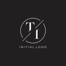 Letter TI Logo With Simple Circle Line. Creative Look Monogram Logo Design