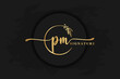 luxury signature logo design initial pm. Handwriting vector logo design illustration image