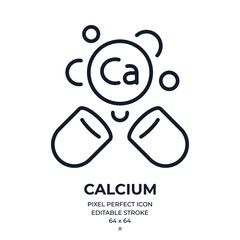 Canvas Print - calcium food supplement editable stroke outline icon isolated on white background flat vector illust