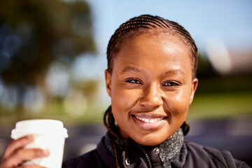 Poster - A much needed caffeine kick. Shot of a young woman enjoying a cup of coffee.