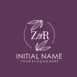 ZR Beauty vector initial logo art  handwriting logo of initial signature, wedding, fashion, jewelry, boutique, floral