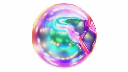 Realistic looping 3D animation of the abstract morphing pearly liquid iridescent metal form rendered in UHD with alpha matte