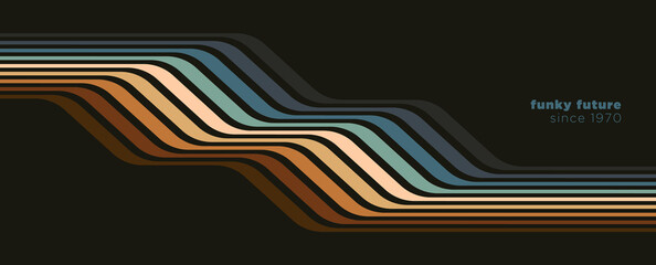 Wall Mural - futuristic 1970's background design in abstract retro style with colorful lines. vector illustration