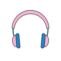 Pink headphones isolated vector icon