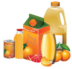 Poster - Set of orange products on white background