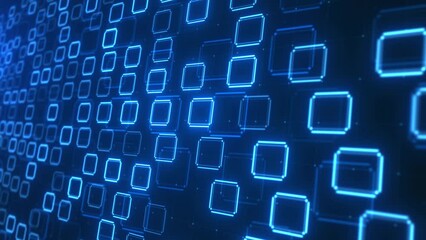 Futuristic hi-tech screen abstract technology Loop background. cyber virtual space. economy, financial. for backdrop, wallpaper, screensaver. binary, hud interface, data code, decryption