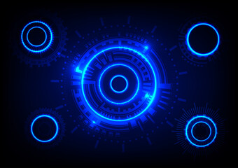 Wall Mural - graphics design circle cog glow concept hitech technology network connection future futurist connection communication vector illustration