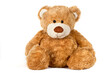 Soft toy bear on a white background.