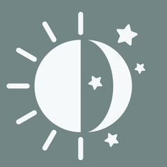 Sun and moon icon isolated on gray background. Day and night icon. Vector illustration