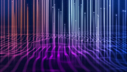 Wall Mural - 4k diital blue line beams technology loop background animation. abstract application code moving in 