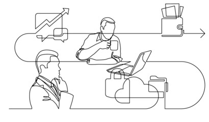 Poster - business concept continuous line drawing illustration of work process in vector format