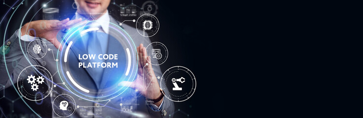 Low Code software development platform technology concept.