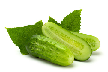 Canvas Print - cucumber vegetable closeup on white