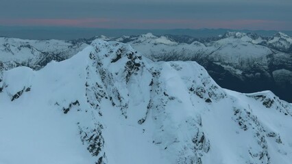 Wall Mural - 4k aerial of tantalus range in the coast mountains in late winter, british columbia, canada