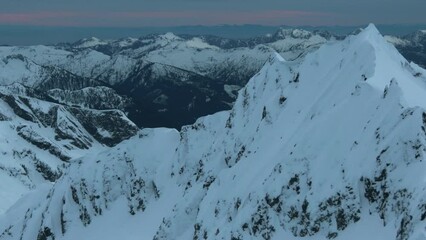 Wall Mural - 4k aerial of tantalus range in the coast mountains in late winter, british columbia, canada