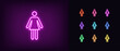 Outline neon woman icon. Glowing neon women silhouette, female person pictogram