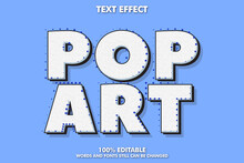Flat Pop Art Text Effects With Seamless Pattern And Dashed Stroke