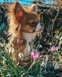 chihuahua puppy in autumn