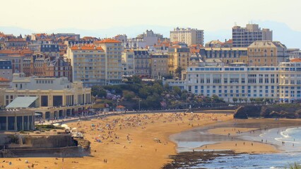 Wall Mural - Panorama of Grande Plage beach in Biarritz, France