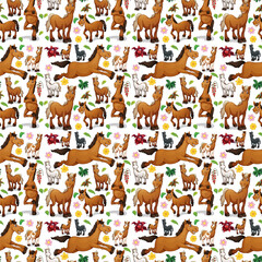 Wall Mural - Cute animals cartoon seamless background