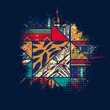© longquattro - Boho tribal bright color grunge frame