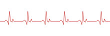Vector Illustration With Red Line Cardio For Medical Design. Heartbeat Cardiogram.