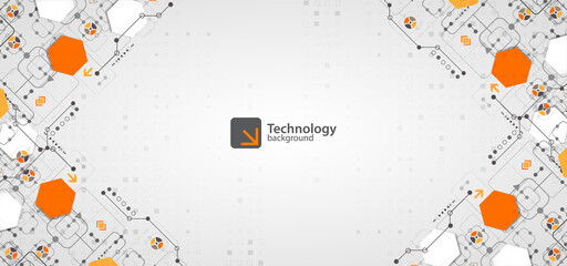 Abstract technology concept. Circuit board, high computer background. Vector illustration with space for content, web - template, business tech presentation.