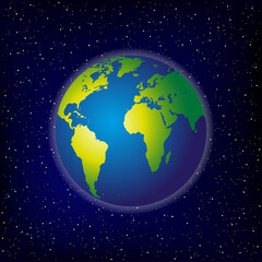 Wall Mural - Planet Earth on the background of outer starry space.
