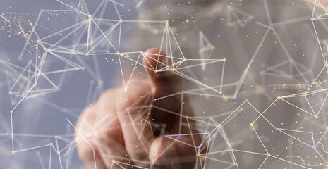 network holding in hand 3d connection data