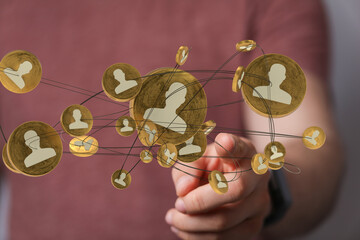 3d network in hand people