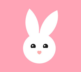 Wall Mural - cute white easter bunny face.