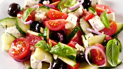 Wall Mural - vegetable salad with tomato, cucumber and olive
