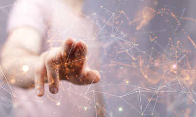 Concept of internet network. double exposure