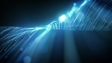 Wall Mural - abstract light fiber strings flowing background loop/ 4k animation of an abstract wallpaper technolo