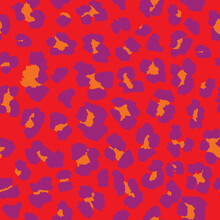 Orange, Red, And Purple Leopard Spots In Seamless, Repeating Pattern.
