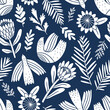 Birds and protea seamless pattern