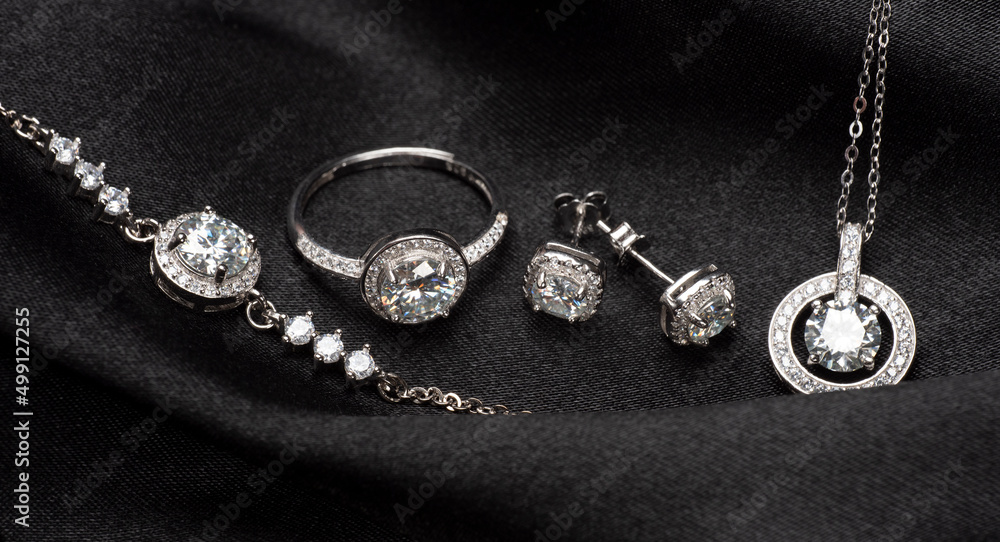 silver set with diamonds