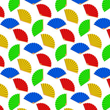 Seamless Pattern With Japanese Fans. Vector.