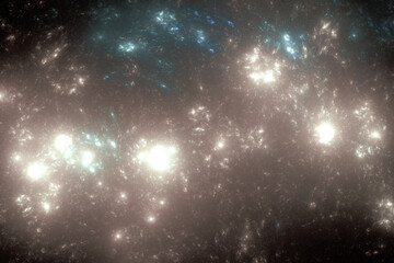 Wall Mural - white blue pattern from clouds of stardust in black space. abstract image. 3d fractal rendering