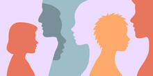 Human Silhouette Abstract Illustration. Family Environment. Child And Teenager Psychology, Conversation And Impact On Relationship With Relatives, Interaction With Their Parents, Themselves, Childhood