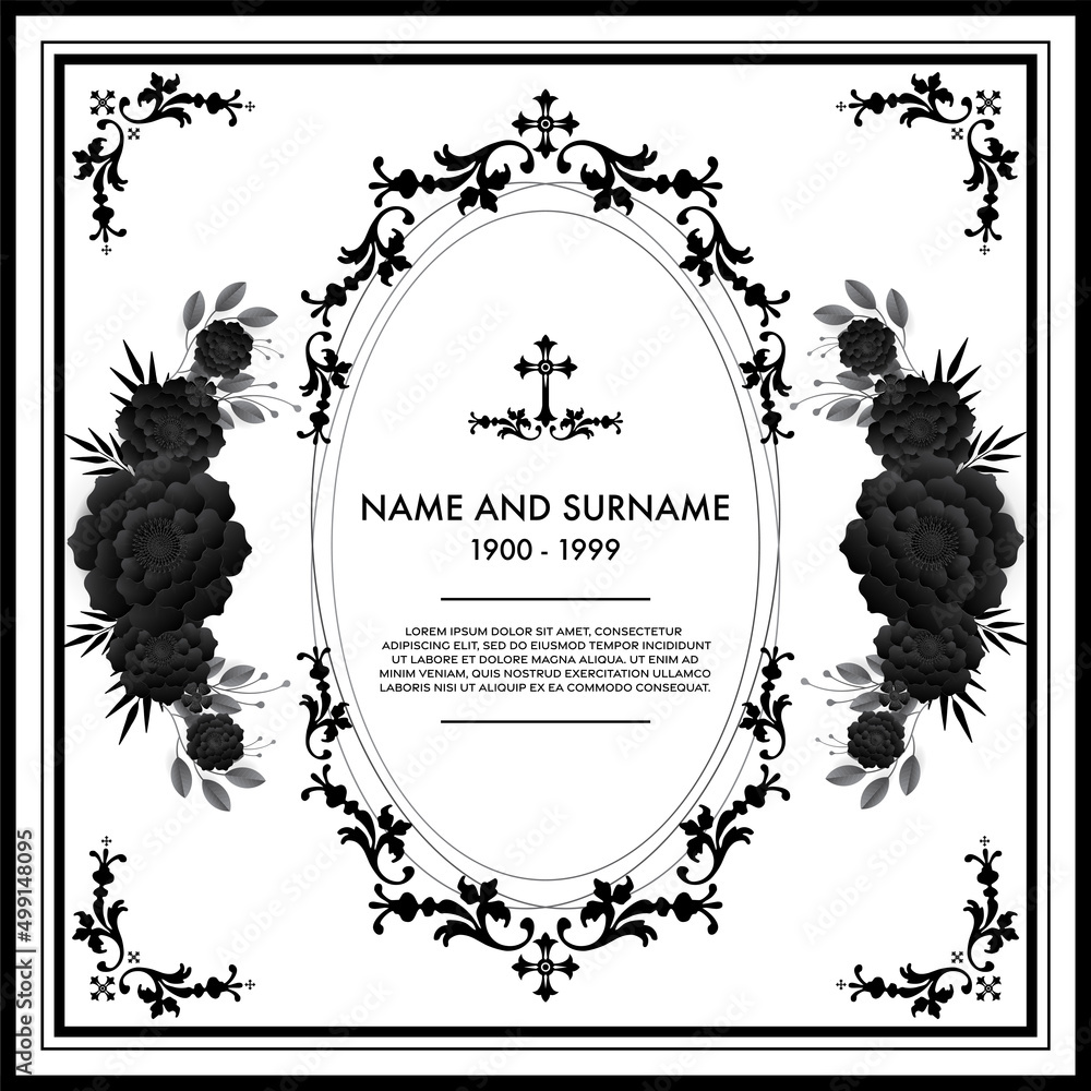 Memorial & Funeral Card Templates with flowers paper cut Stock Vector ...