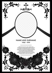 Memorial & Funeral Card Templates with flowers paper cut