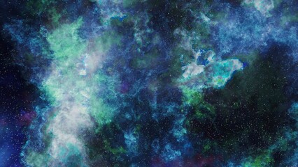 Wall Mural - blue and green stars, planets and galaxy in a free space