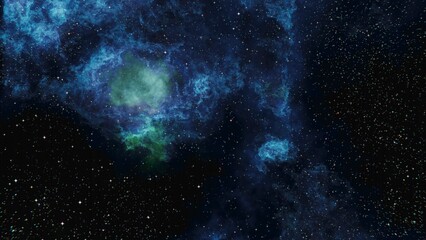 Wall Mural - blue and green stars, planets and galaxy in a free space