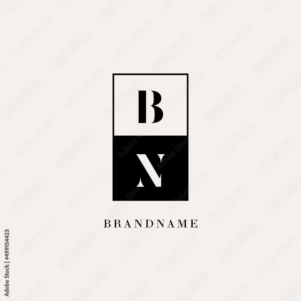 Initials BN square line negative space logo design ideas Stock Vector ...